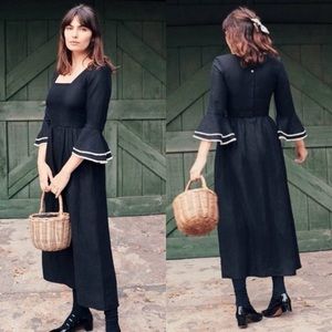 Christy Dawn Linen Blythe Dress Bell Sleeves Small